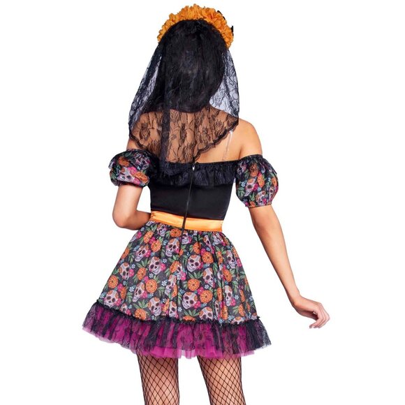 Plus Day of the Dead Sugar Skull Costume Womens 3x 4x Dia de los Muertos Dress - Picture 8 of 12